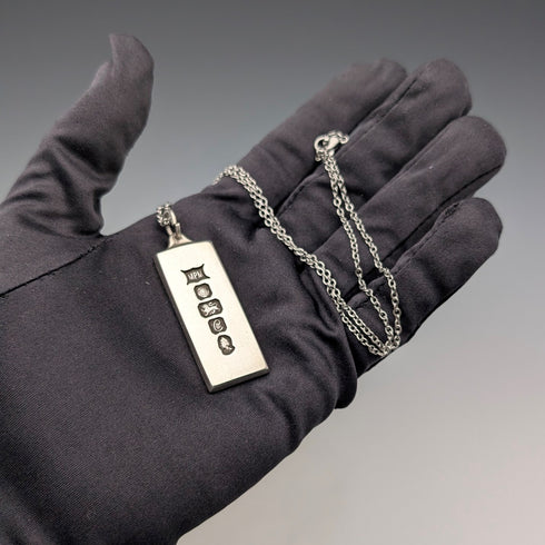 1977 British pure silver jubilee ingot pendant 28g with necklace MPM